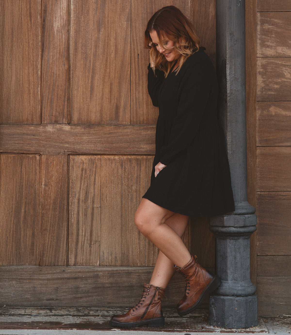 brown dress black boots ROAN Women's Awol Boot - Black - Ankle Boots