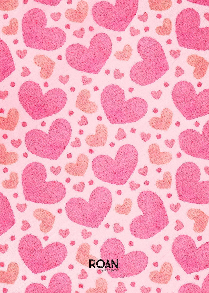 Pink Hearts Gift Card by Roan on a pink background.