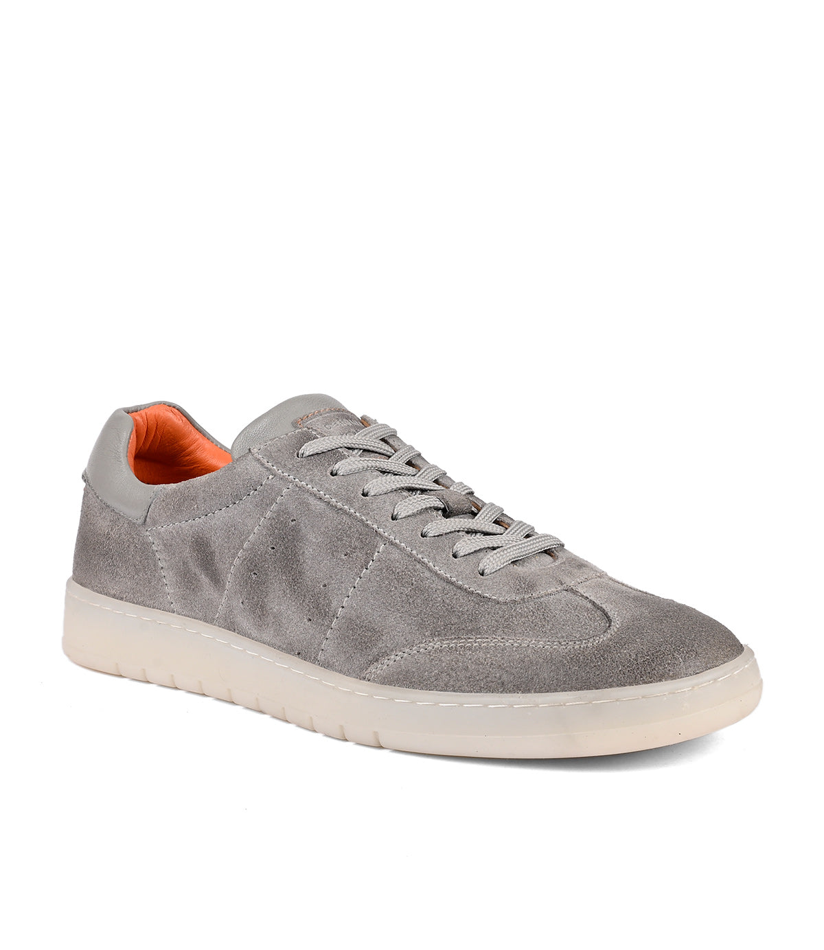 Gray soft suede leather sneaker with white sole by Roan Attitude.