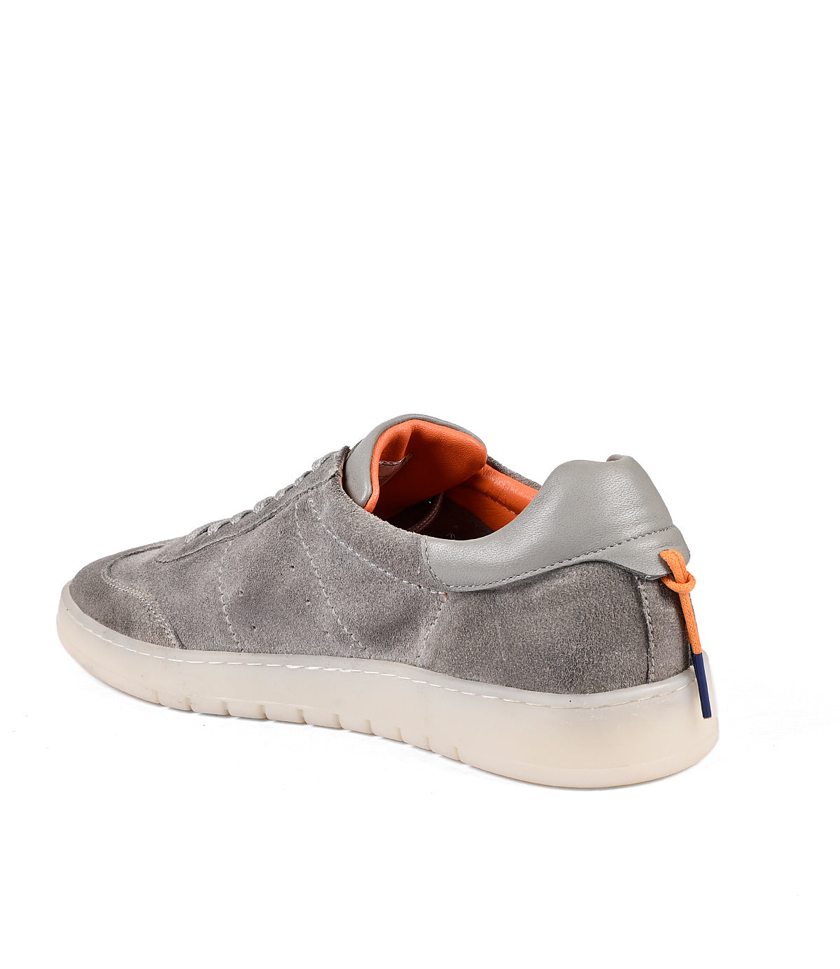
                  
                    Gray casual sneaker with white sole and real rubber outsole on a white background.
                  
                