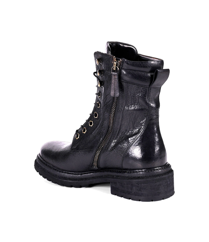 
                  
                    Back of black women's leather hiker boot
                  
                