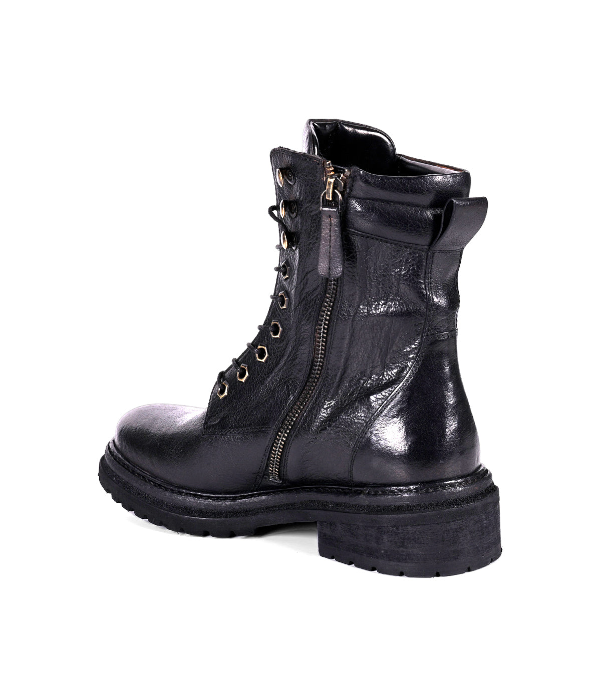 
                  
                    Back of black women's leather hiker boot
                  
                