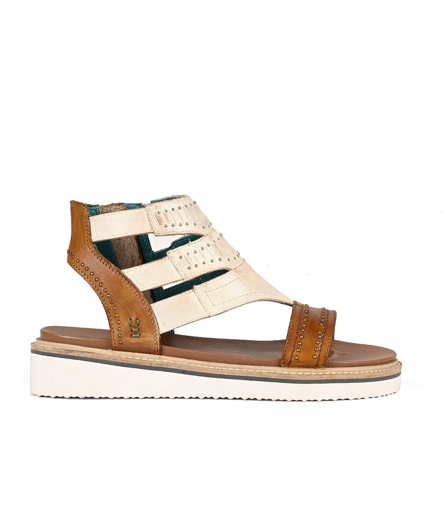 Women's Carlita II two-tone strappy wedge sandal by Roan with a lightweight platform outsole.