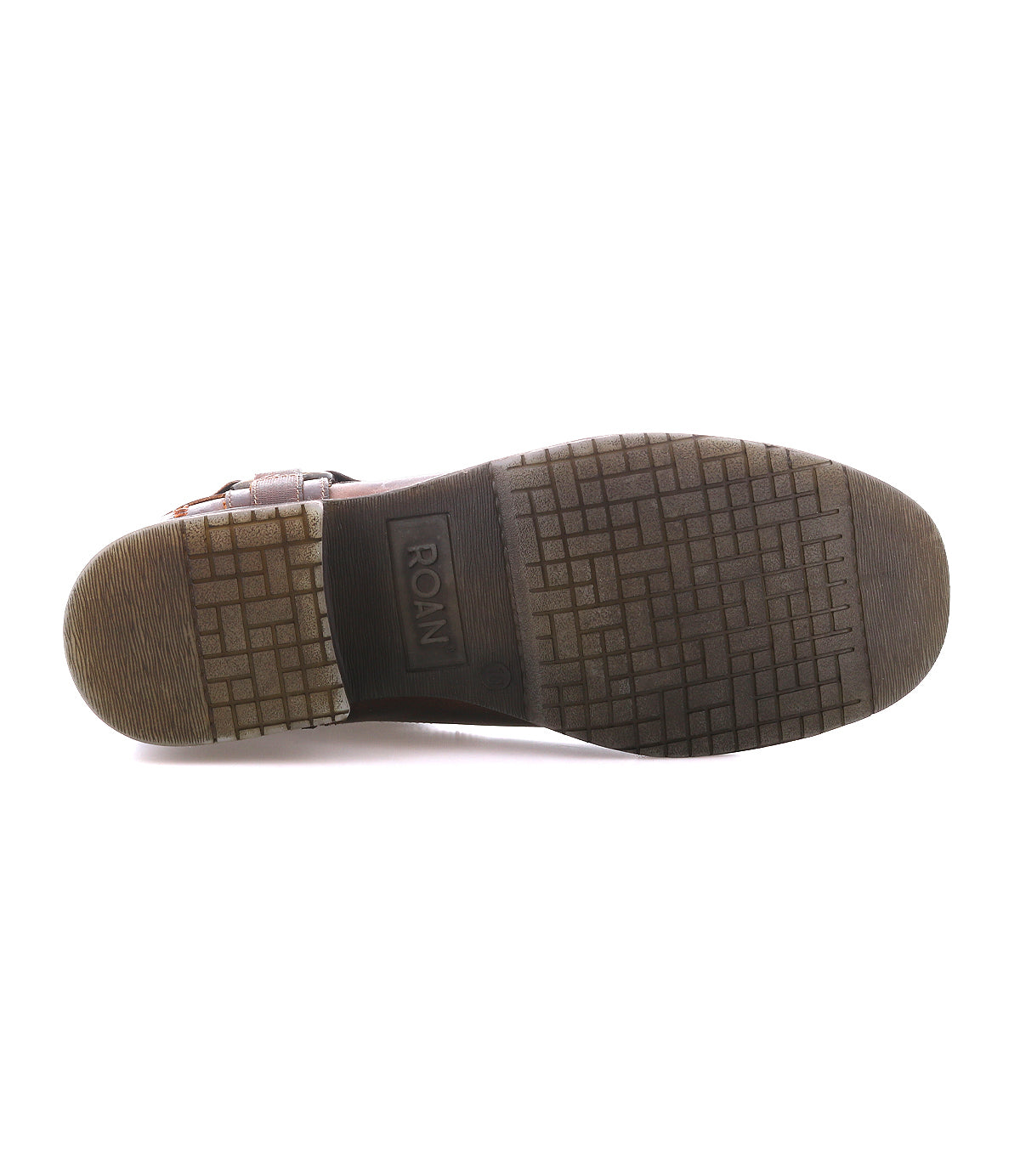 
                  
                    The image shows the bottom view of the Colton II leather combat boot by Roan, featuring a textured rubber sole with "ROAN" embossed in the center.
                  
                