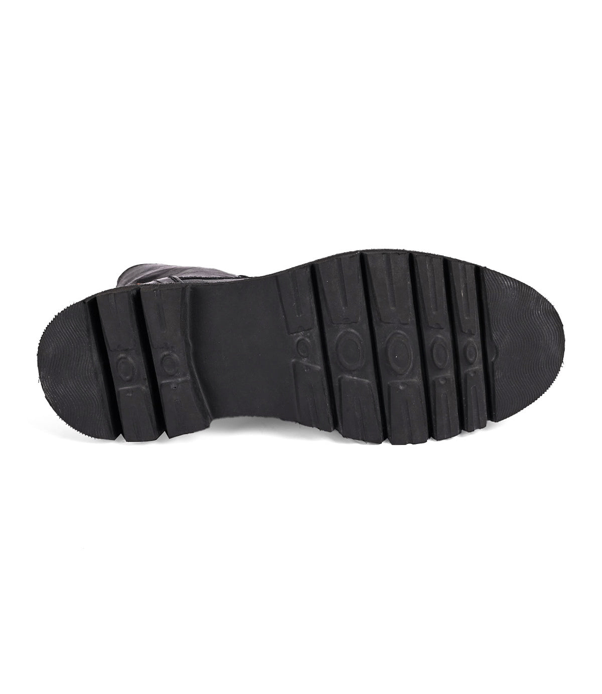 
                  
                    The image displays the underside of a Roan Diss boot in black, showcasing a textured sole with multiple grooves and circles, designed with an EVA outsole for enhanced durability.
                  
                