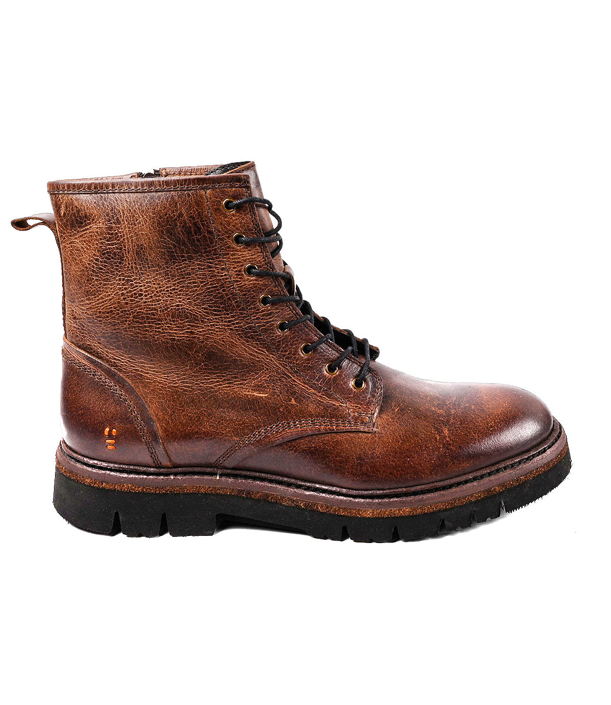 
                  
                    The Roan Duty is a brown leather men’s lace-up boot with a black sole, padded insole, side zipper, and visible stitching, shown against a white background.
                  
                