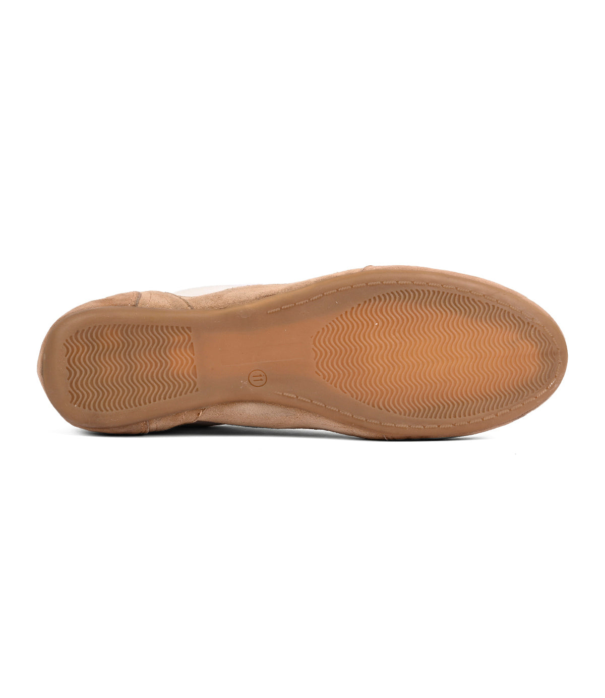 
                  
                    The image shows the bottom view of the Roan Keyset, a tan low-profile sneaker featuring a textured rubber sole and visible stitching along the edge.
                  
                