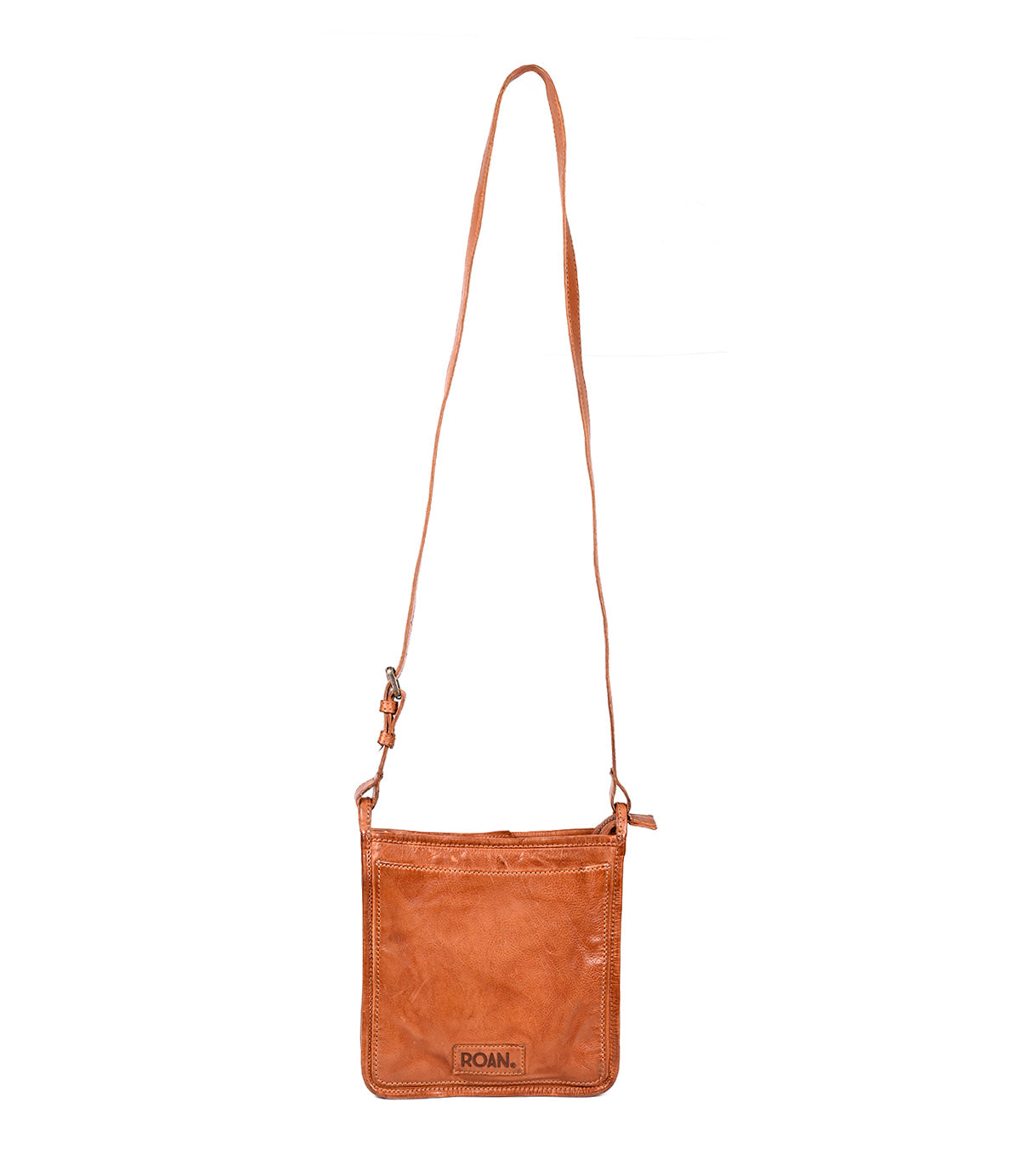 
                  
                    The Roan Quetzal is a handcrafted brown crossbody bag made from cow flame leather, with an adjustable strap, front pocket, and the ROAN logo embossed at the bottom.
                  
                