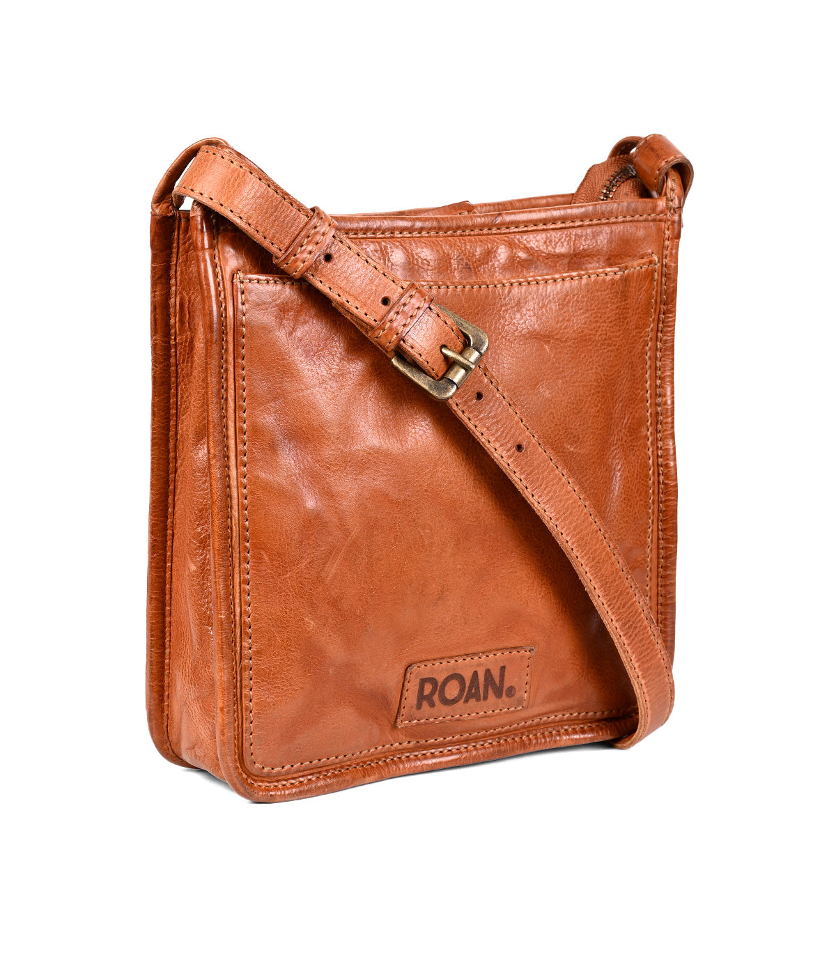 
                  
                    The Roan Quetzal is a handcrafted brown cow flame leather bag featuring an adjustable strap and a prominent ROAN logo on the front.
                  
                