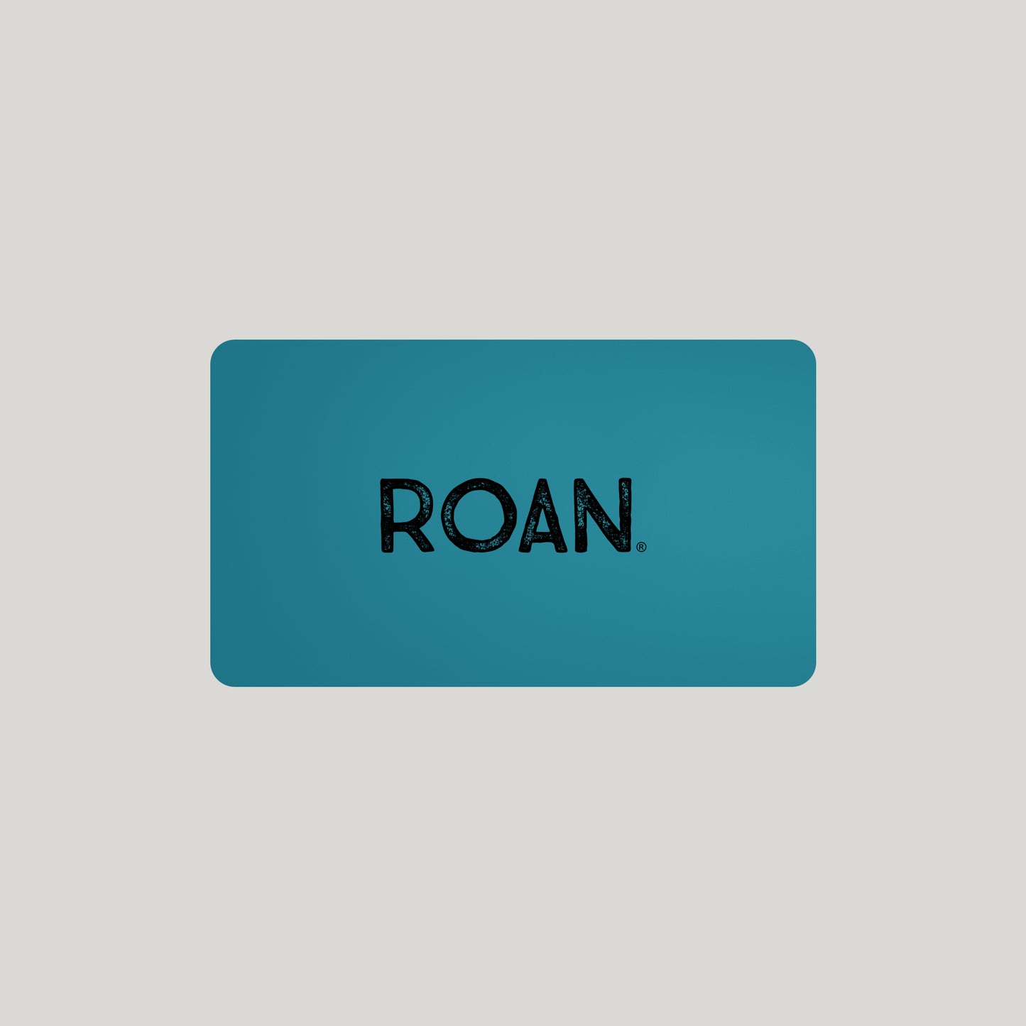 A blue rectangular card with rounded corners displays "Just For You" in bold, textured capitals—the perfect eGift card from Roan.