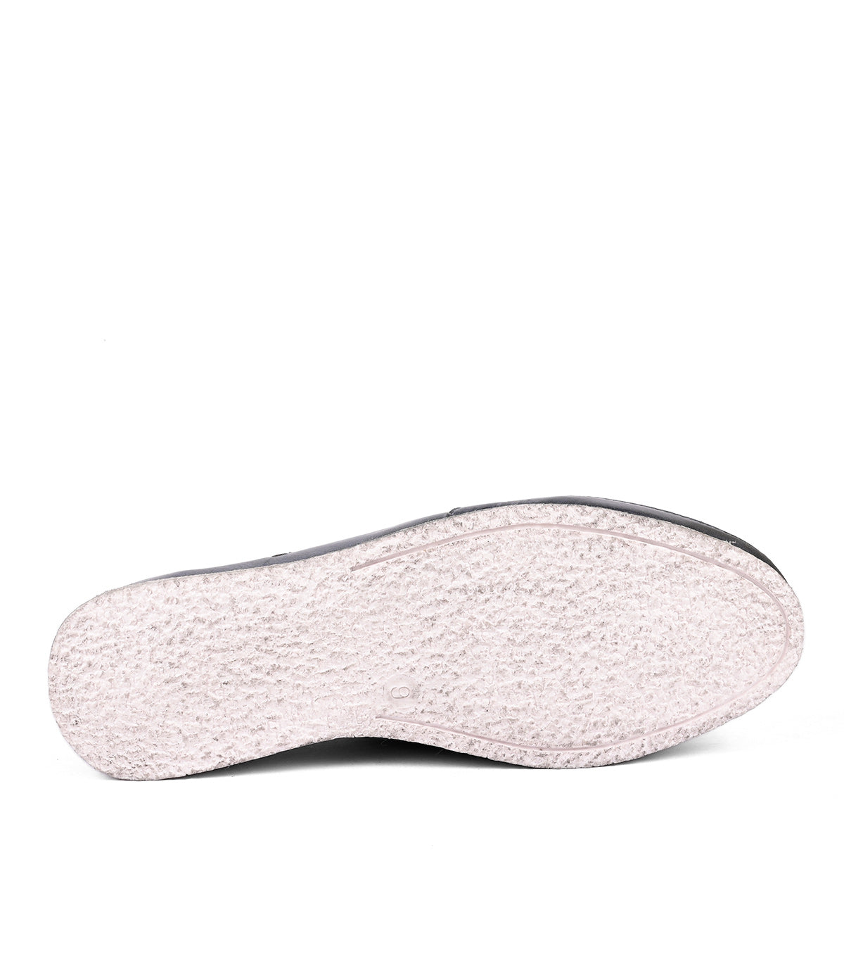 
                  
                    The sole of a Roan Shevon leather slip-on shoe against a white background.
                  
                