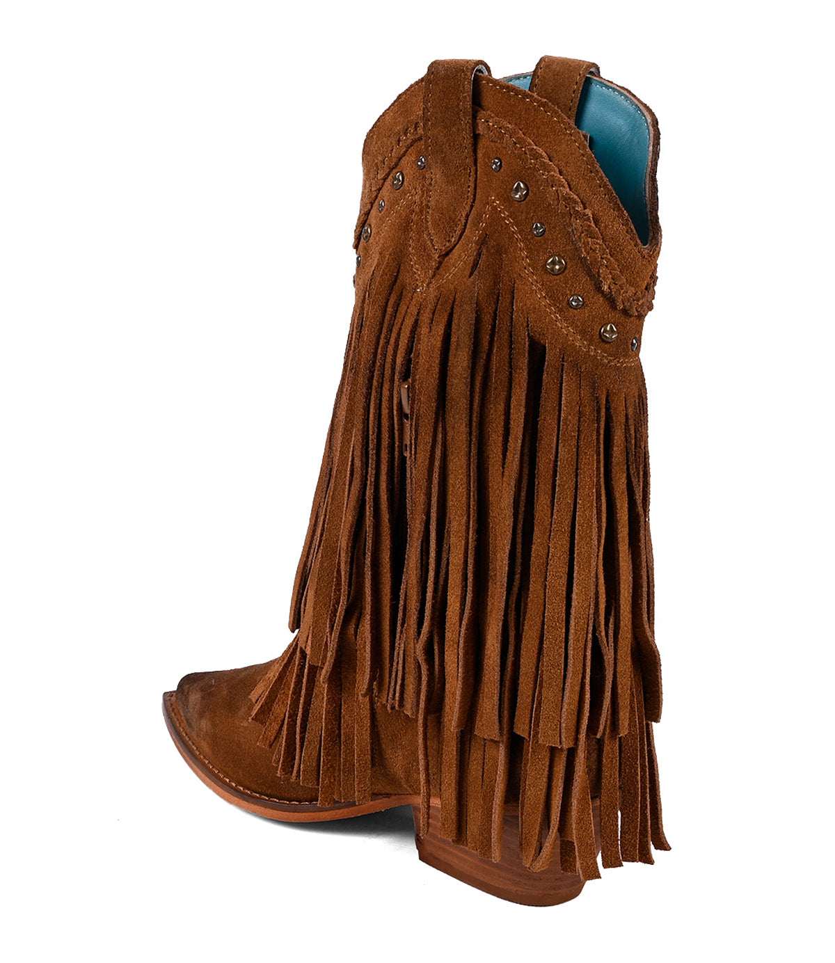 
                  
                    Roan's Setup boots are Western-inspired, crafted from premium suede, and feature fringe detailing, metal studs, and a pointed toe.
                  
                