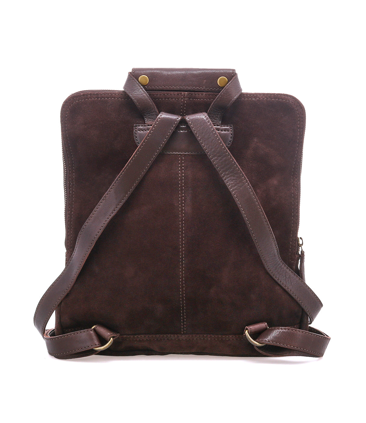 
                  
                    The Roan Yearling backpack is shown from the back, featuring adjustable leather straps, a top handle, and gold-tone hardware. This premium suede bag offers dual compartments, perfectly combining style with practicality.
                  
                