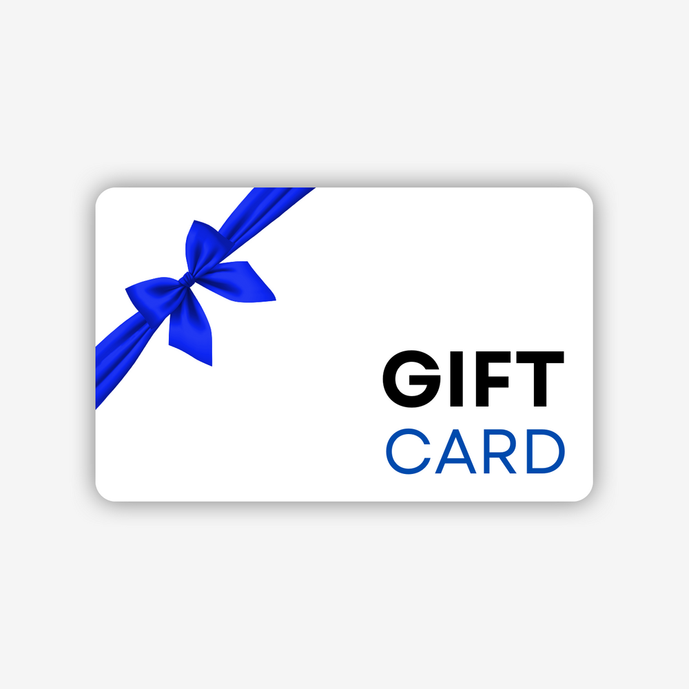 A Loopz Gift Cards gift card with a blue bow on it, perfect for gifting or redeeming during checkout.